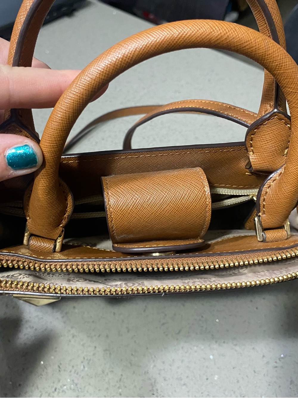 Michael Kors Tan Saffiano Leather Satchel with Gold Hardware - Picture 3 of 4
